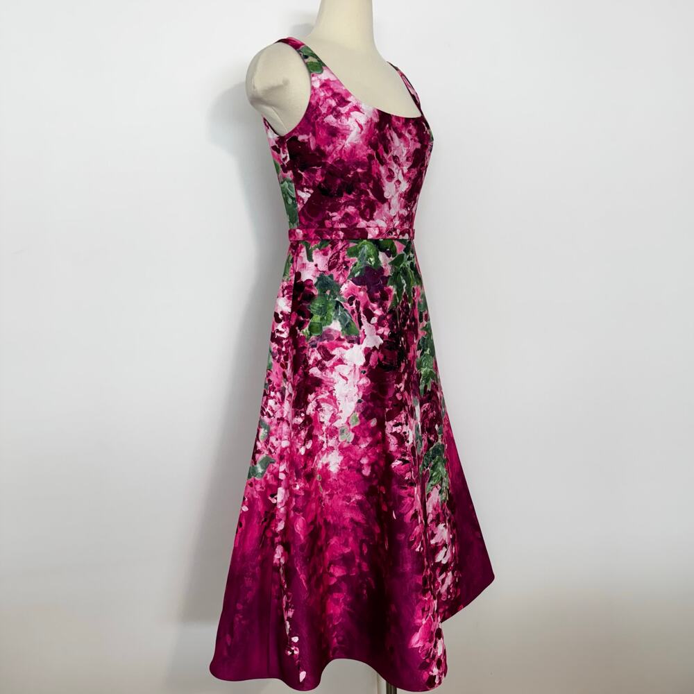 Marchesa Notte Printed Duchess Gown Midi Dress Satin Sleeveless Pink Floral 6 - Picture 5 of 11